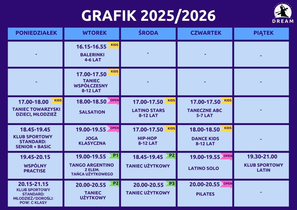 Grafik na nowy sezon taneczny